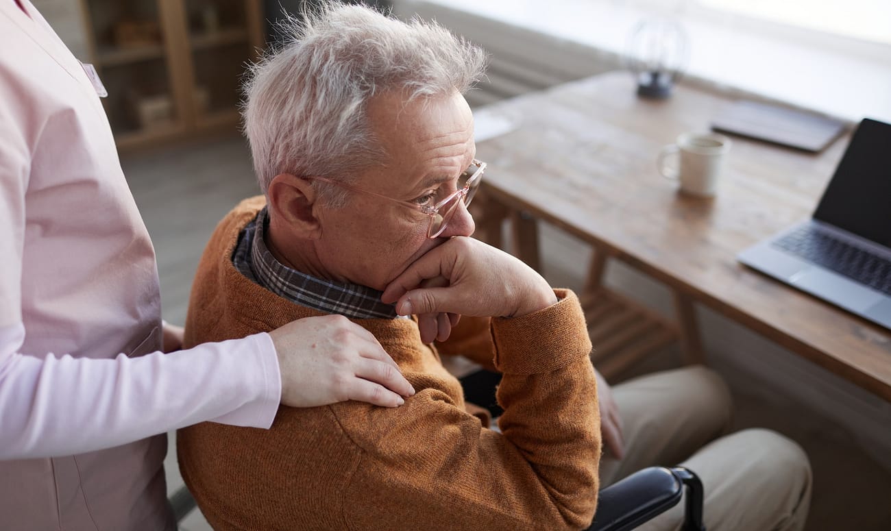 Sad Senior Man in Retirement Home